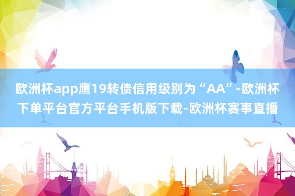 欧洲杯app鹰19转债信用级别为“AA”-欧洲杯下单平台官方平台手机版下载-欧洲杯赛事直播