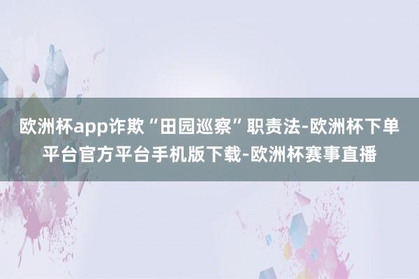 欧洲杯app诈欺“田园巡察”职责法-欧洲杯下单平台官方平台手机版下载-欧洲杯赛事直播
