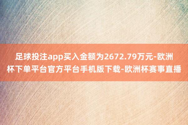 足球投注app买入金额为2672.79万元-欧洲杯下单平台官方平台手机版下载-欧洲杯赛事直播