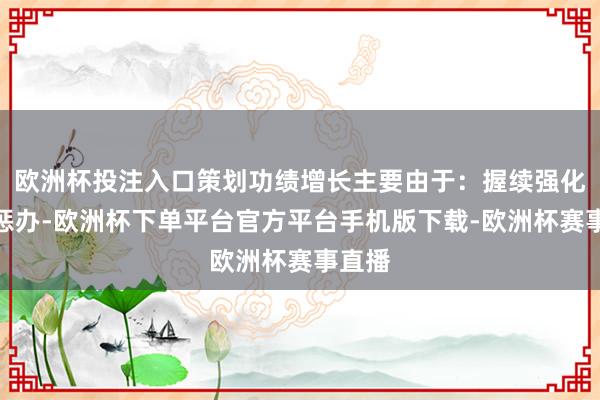 欧洲杯投注入口策划功绩增长主要由于：握续强化精益惩办-欧洲杯下单平台官方平台手机版下载-欧洲杯赛事直播