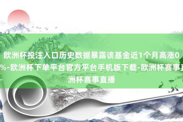 欧洲杯投注入口历史数据暴露该基金近1个月高涨0.36%-欧洲杯下单平台官方平台手机版下载-欧洲杯赛事直播