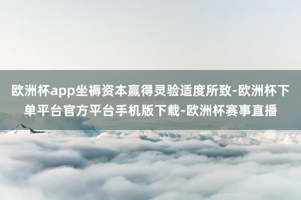 欧洲杯app坐褥资本赢得灵验适度所致-欧洲杯下单平台官方平台手机版下载-欧洲杯赛事直播