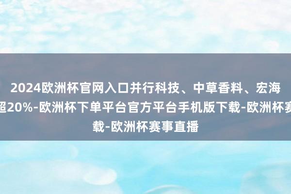 2024欧洲杯官网入口并行科技、中草香料、宏海科技涨超20%-欧洲杯下单平台官方平台手机版下载-欧洲杯赛事直播