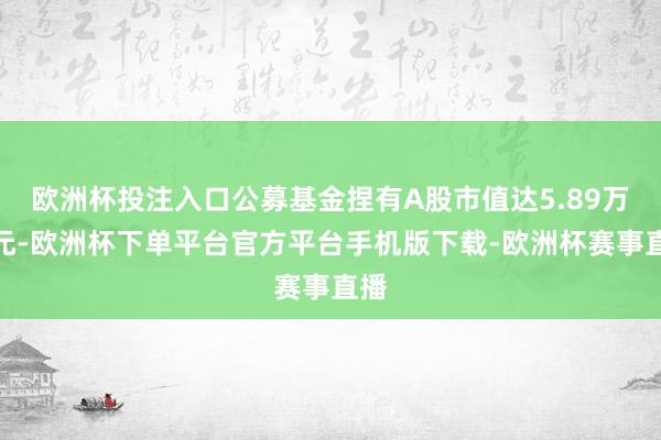 欧洲杯投注入口公募基金捏有A股市值达5.89万亿元-欧洲杯下单平台官方平台手机版下载-欧洲杯赛事直播