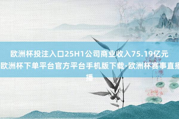 欧洲杯投注入口25H1公司商业收入75.19亿元-欧洲杯下单平台官方平台手机版下载-欧洲杯赛事直播