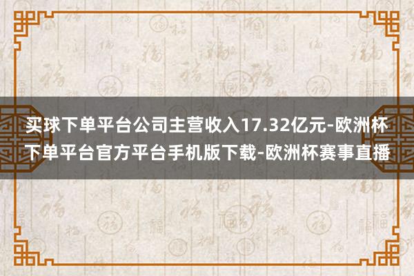 买球下单平台公司主营收入17.32亿元-欧洲杯下单平台官方平台手机版下载-欧洲杯赛事直播