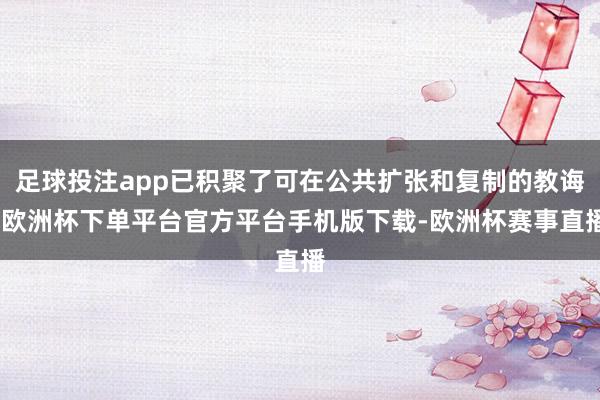 足球投注app已积聚了可在公共扩张和复制的教诲-欧洲杯下单平台官方平台手机版下载-欧洲杯赛事直播