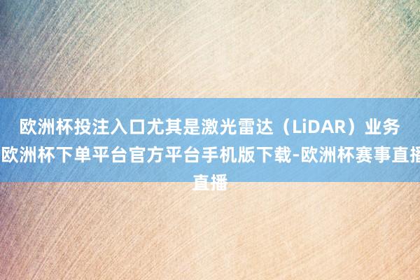 欧洲杯投注入口尤其是激光雷达(LiDAR)业务-欧洲杯下单平台官方平台手机版下载-欧洲杯赛事直播